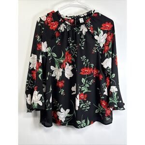 OLD NAVY Blouse Shirt Floral Bell Sleeve Top Boho Bloomcore Women's Size Small